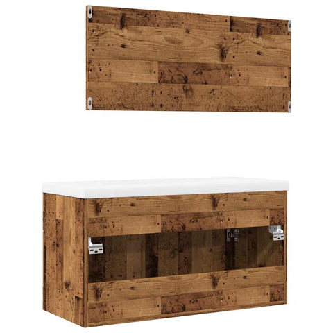 vidaXL 3 Piece Bathroom Furniture Set Old Wood Engineered Wood