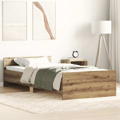 vidaXL Bed Frame without Mattress Artisan Oak 90x190 cm Single Engineered Wood