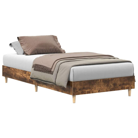 vidaXL Bed Frame No Mattress Smoked Oak 75x190 cm Small Single Engineered Wood