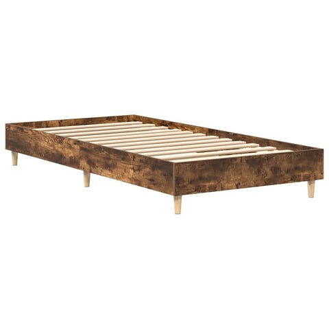 vidaXL Bed Frame No Mattress Smoked Oak 75x190 cm Small Single Engineered Wood
