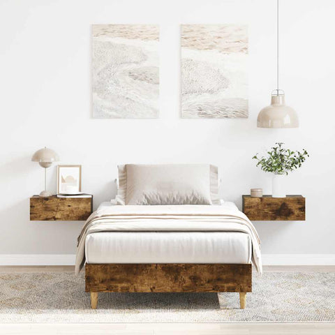 vidaXL Bed Frame No Mattress Smoked Oak 75x190 cm Small Single Engineered Wood