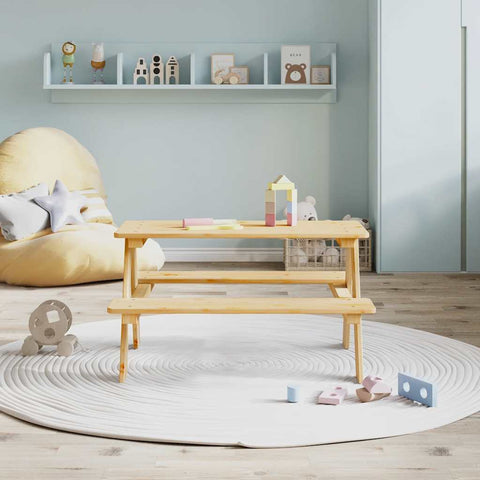 vidaXL Children's Table with Benches IRUN 90x79.5x50 cm Solid Wood