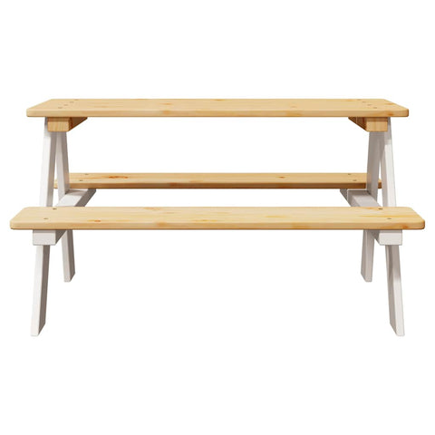 vidaXL Children's Table with Benches IRUN White 90x79.5x50cm Solid Wood