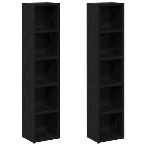 vidaXL CD Cabinets 2 pcs Black Oak 21x16x93.5 cm Engineered Wood