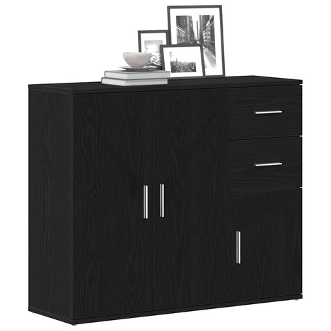 vidaXL Sideboard Black Oak 91x29.5x75 cm Engineered Wood