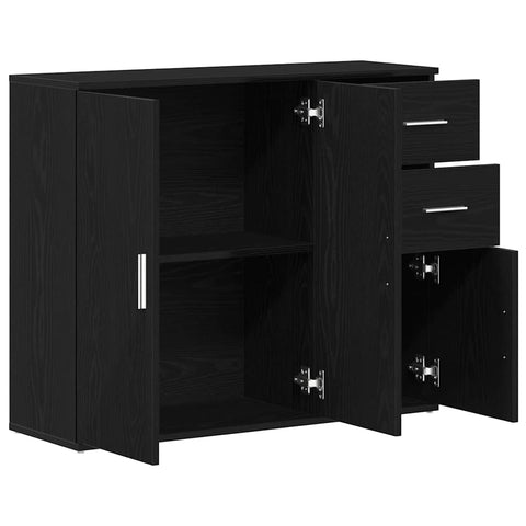 vidaXL Sideboard Black Oak 91x29.5x75 cm Engineered Wood