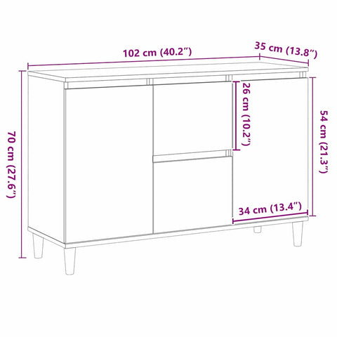 vidaXL Sideboard with Drawer Black 101 x 35 x 60 cm Engineered wood