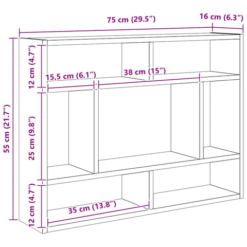 vidaXL Wall Shelf Black Oak 75x16x55 cm Engineered Wood
