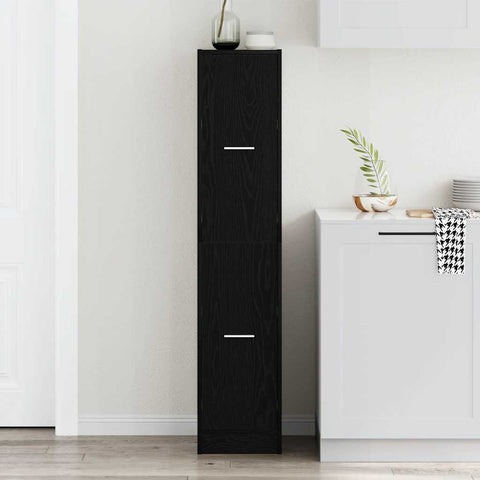 vidaXL Apothecary Cabinet Black Oak 30x41x144.5 cm Engineered Wood