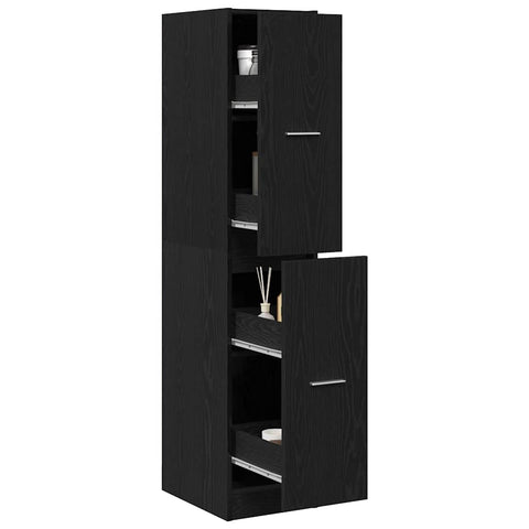 vidaXL Apothecary Cabinet Black Oak 30x41x144.5 cm Engineered Wood
