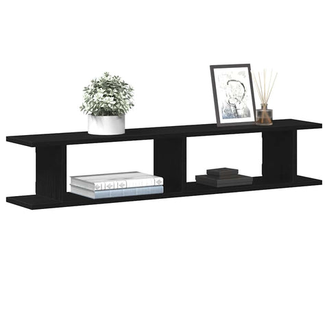 vidaXL Wall Shelves 2 pcs Black Oak 105x18x20 cm Engineered Wood