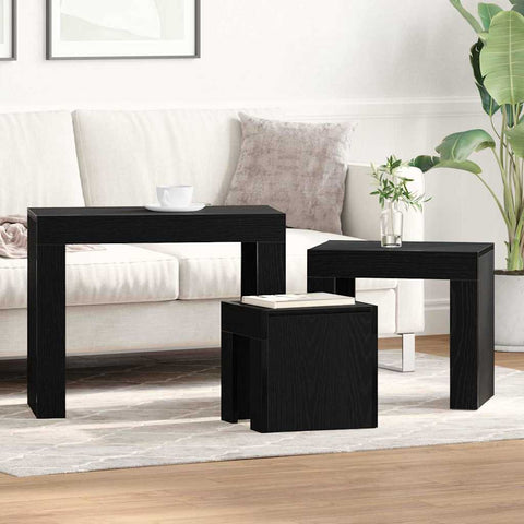 vidaXL Nesting Table 3 pcs Black oak 61 x 30 x 50 cm Engineered wood