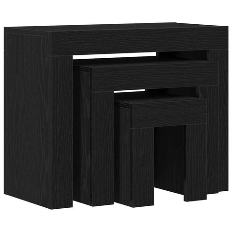 vidaXL Nesting Table 3 pcs Black oak 61 x 30 x 50 cm Engineered wood