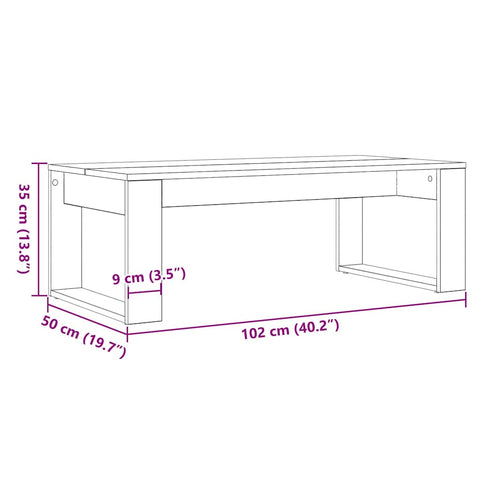 vidaXL Coffee Table Black oak 102 x 50 x 35 cm Engineered Wood