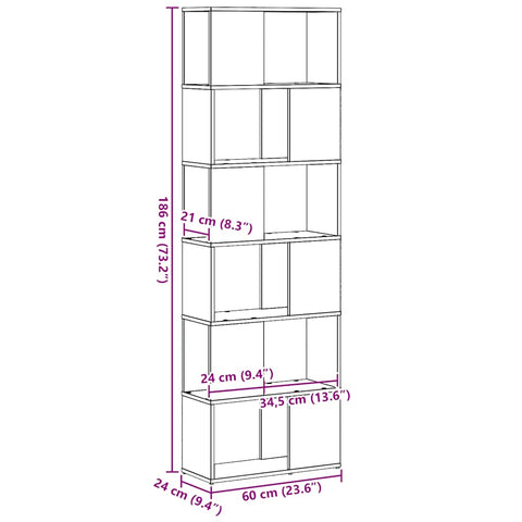 vidaXL Book Cabinet/Room Divider Black Oak 60x24x186 cm