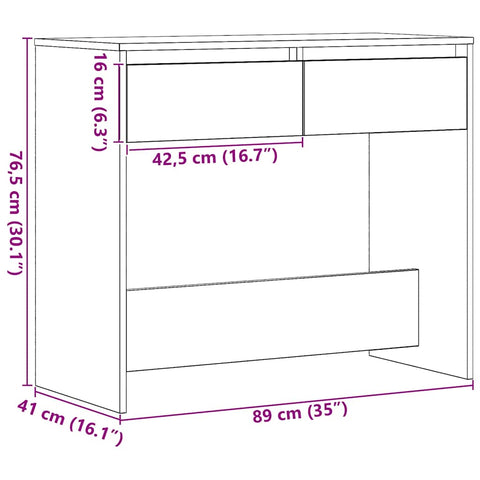 vidaXL Console Table Black Oak 89x41x76.5 cm Engineered Wood