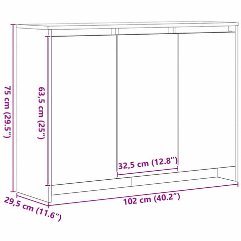 vidaXL Sideboard Black 102 x 33 x 75 cm Engineered wood