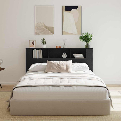 vidaXL Headboard Cabinet with Storage Black oak 180 x 18.5 x 102.5 cm