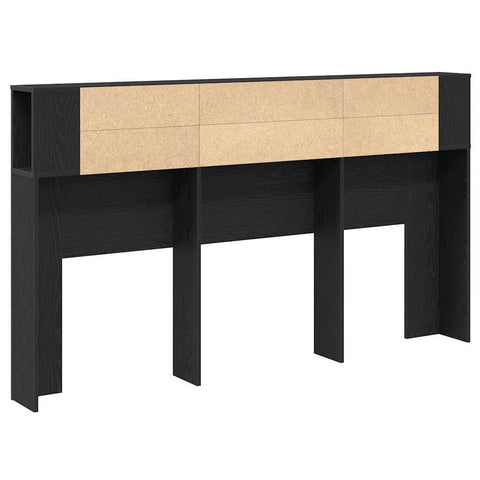vidaXL Headboard Cabinet with Storage Black oak 180 x 18.5 x 102.5 cm