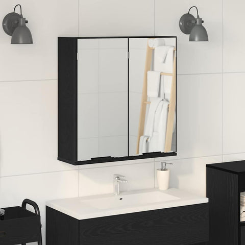 vidaXL Bathroom Mirror Cabinet with Shelf Black oak 64 x 20 x 67 cm
