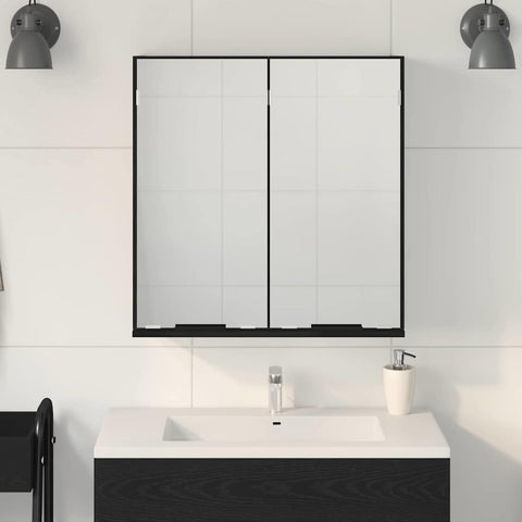 vidaXL Bathroom Mirror Cabinet with Shelf Black oak 64 x 20 x 67 cm