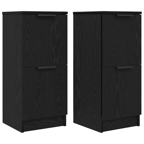 vidaXL Sideboard 2 pcs Black oak 30 x 30 x 70 cm Engineered Wood