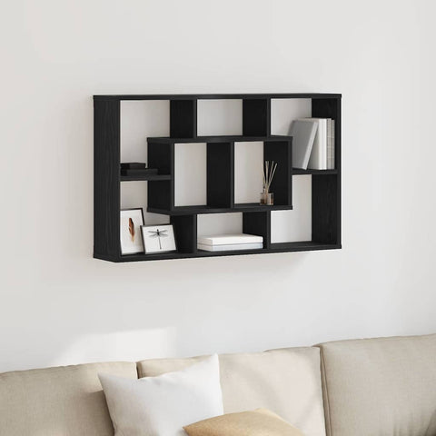 vidaXL Wall Shelf Black oak 85 x 16 x 52.5 cm Engineered wood