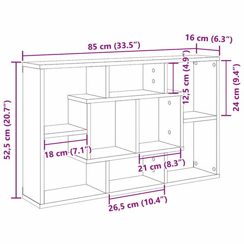 vidaXL Wall Shelf Black oak 85 x 16 x 52.5 cm Engineered wood