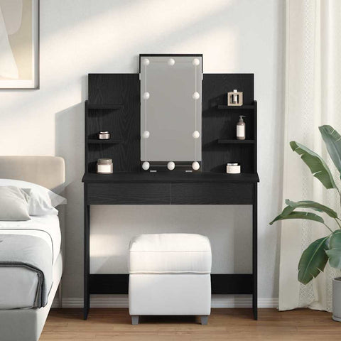 vidaXL Dressing Table Black oak 96 x 40 x 142 cm Engineered Wood