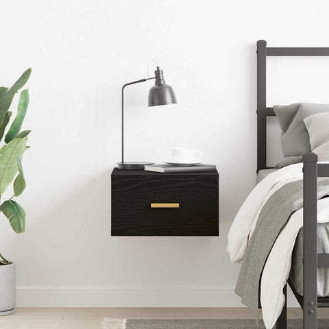 vidaXL Wall-mounted Bedside Cabinet Black oak 35 x 35 x 20 cm
