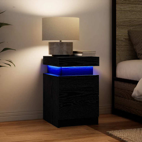 vidaXL Bedside Cabinet 2 pcs Black oak 35 x 39 x 55 cm Engineered Wood