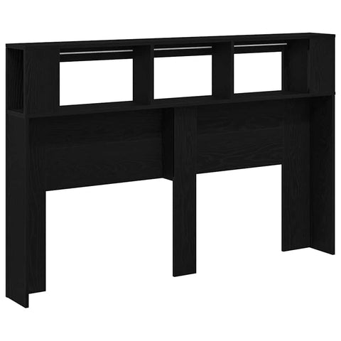 vidaXL LED Headboard Black oak 160 x 18.5 x 103.5 cm Engineered wood