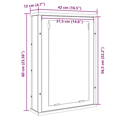 vidaXL Bathroom Mirror Cabinet Black Oak 42x12x60 cm Engineered Wood