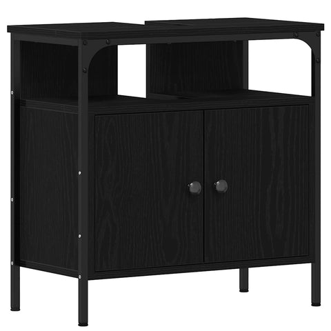 vidaXL Bathroom Sink Cabinet Black Oak 60x30x60 cm Engineered Wood