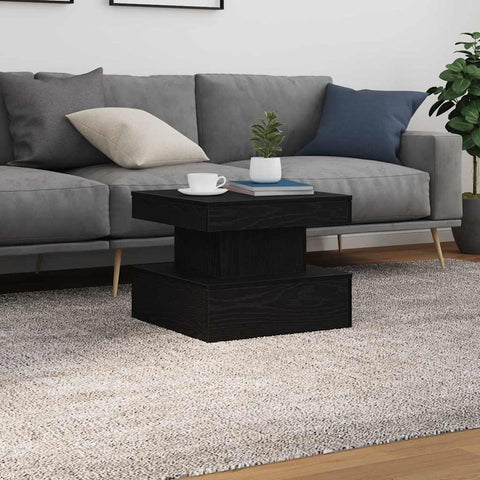 vidaXL Coffee Table with LED Lights Black Oak 50x50x40 cm