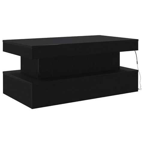 vidaXL Coffee Table with LED Lights Black Oak 90x50x40 cm