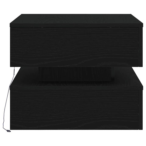 vidaXL Coffee Table with LED Lights Black Oak 50x50x40 cm