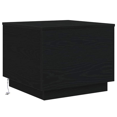 vidaXL Coffee Table with LED Lights Black Oak 50x50x40 cm