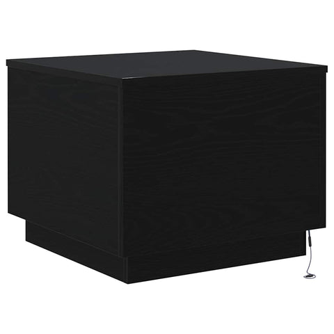 vidaXL Coffee Table with LED Lights Black Oak 50x50x40 cm