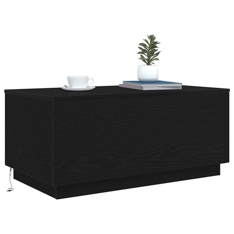 vidaXL Coffee Table with LED Lights Black Oak 90x50x40 cm