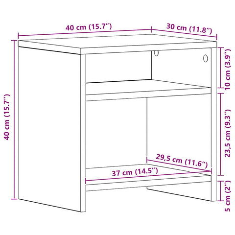 vidaXL Bedside Cabinet Black Oak 40x30x40 cm Engineered Wood