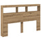 vidaXL Headboard Cabinet with LED Artisan Oak 160x17x102 cm