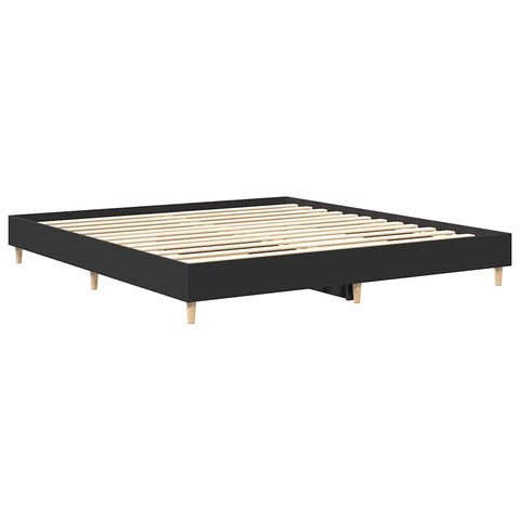 vidaXL Bed Frame No Mattress Black 200x200 cm Engineered Wood