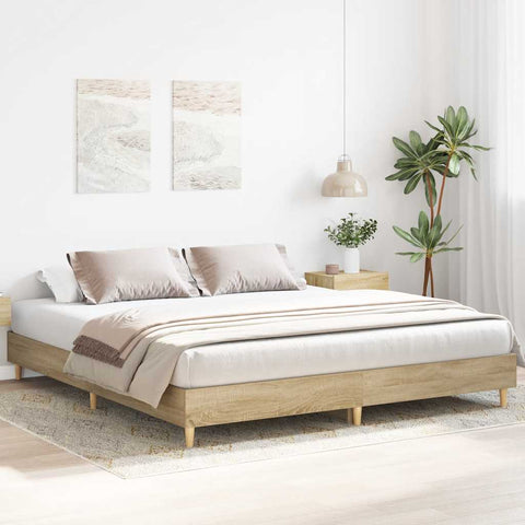 vidaXL Bed Frame No Mattress Sonoma Oak 200x200 cm Engineered Wood