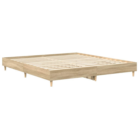 vidaXL Bed Frame No Mattress Sonoma Oak 200x200 cm Engineered Wood