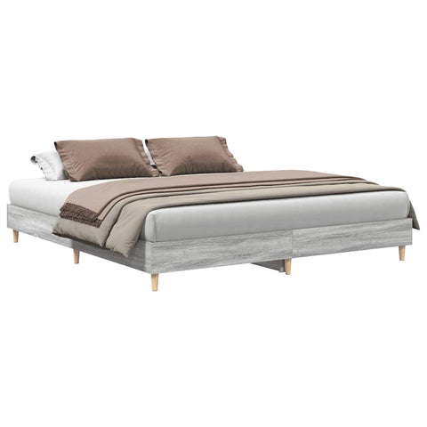 vidaXL Bed Frame No Mattress Grey Sonoma 200x200 cm Engineered Wood