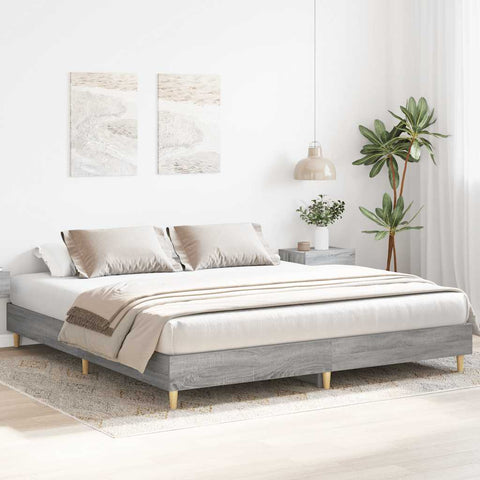 vidaXL Bed Frame No Mattress Grey Sonoma 200x200 cm Engineered Wood