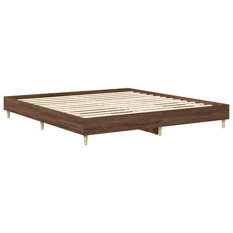 vidaXL Bed Frame No Mattress Brown Oak 200x200 cm Engineered Wood