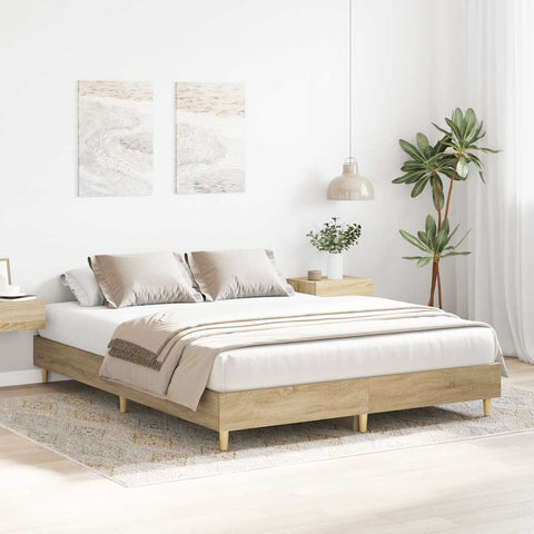 vidaXL Bed Frame No Mattress Sonoma Oak 150x200 cm King Size Engineered Wood