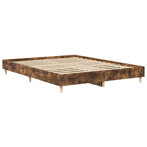vidaXL Bed Frame No Mattress Smoked Oak 150x200 cm King Size Engineered Wood